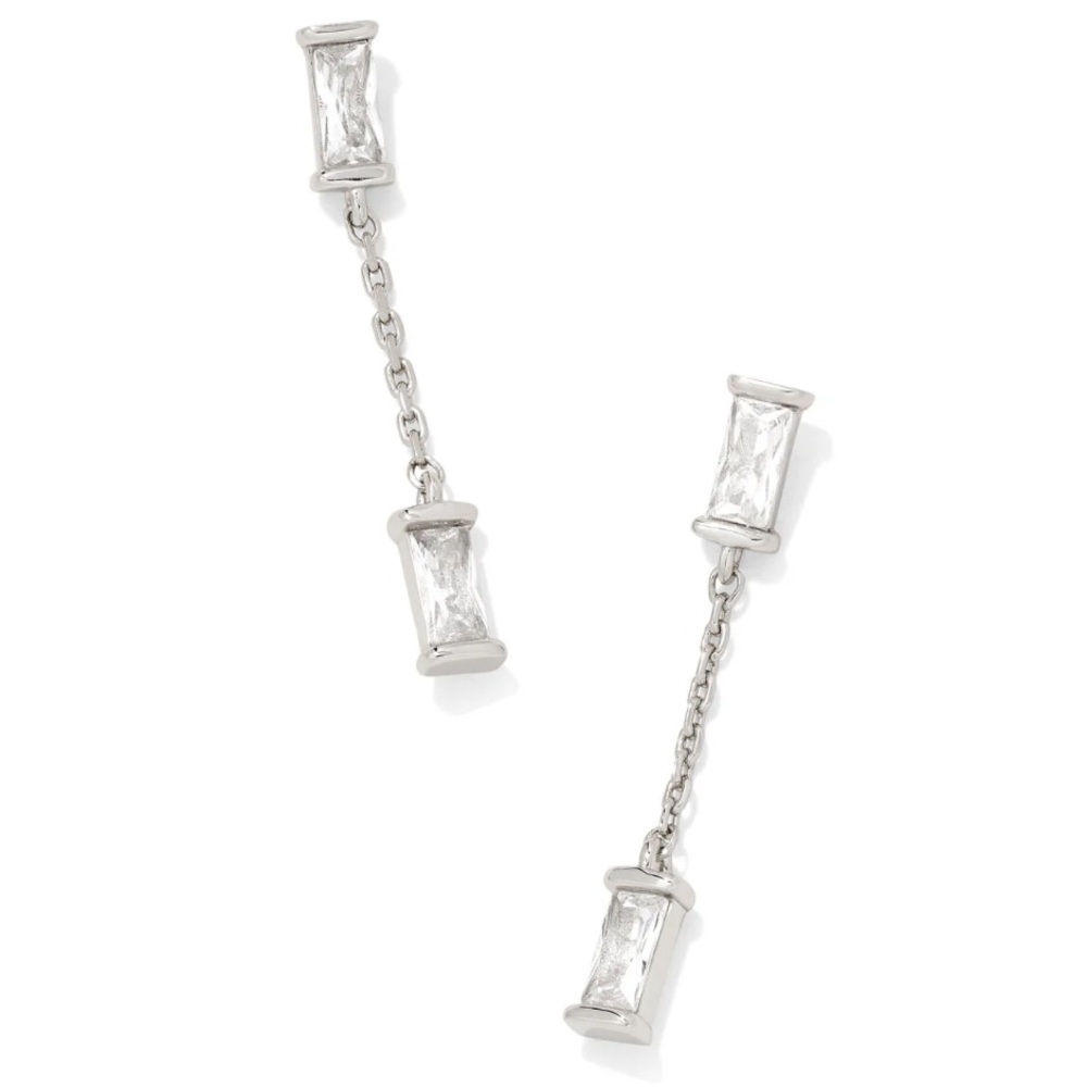 ✨Kendra Scott Juliette Silver Drop Earrings in White CZ•NWOT•$75✨
